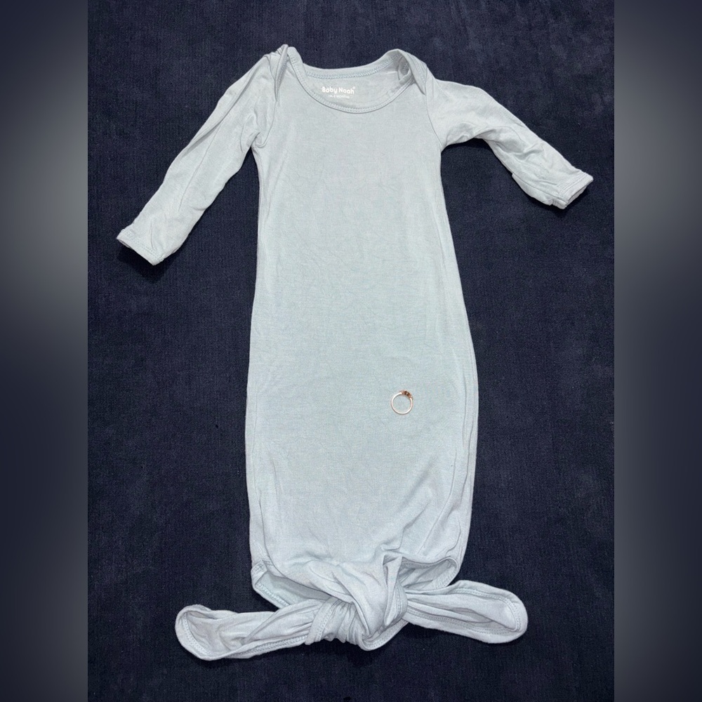 Fog Gray blue Long Sleeve Gown 100% modal